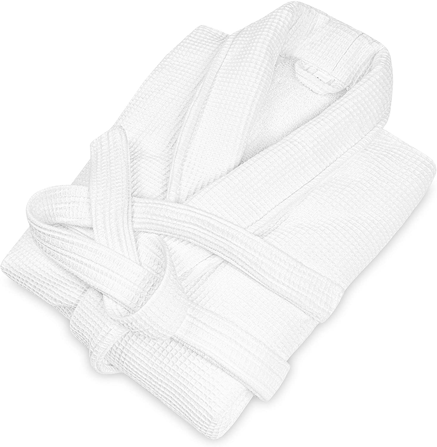 Luxury White Spa Bathrobe Unisex - Cotton Waffle Exterior, Terry Towel Interior Apparel & Accessories > Clothing > Sleepwear & Loungewear > Robes Kylie Max   