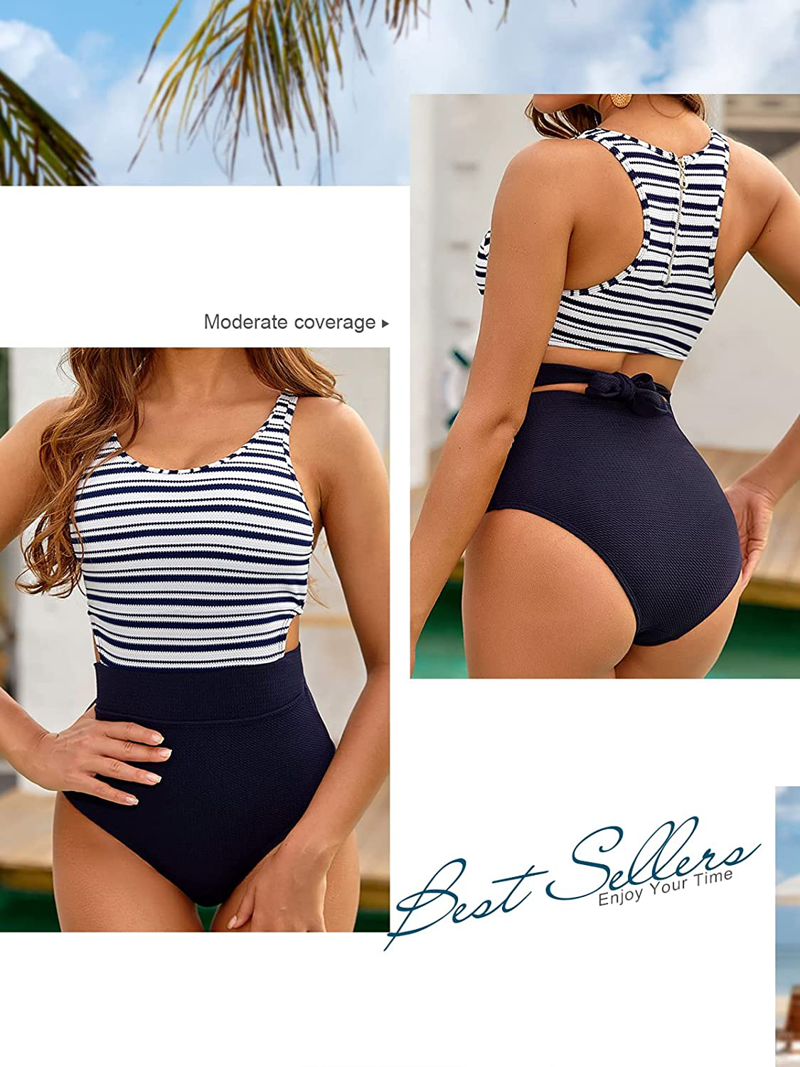 MOLYBELL One Piece Swimsuits for Women High Waisted Bathing Suit Monokini Floral Print Cutout Racerback Zip Up  Kylie Max   