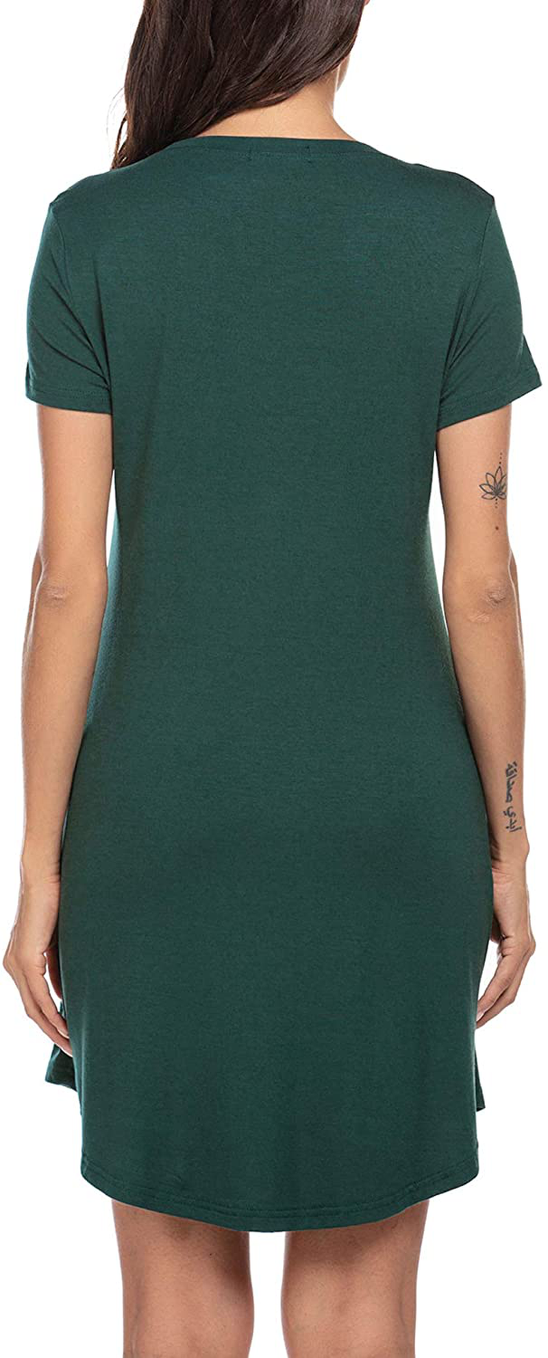 Hotouch Night Shirts Womens Nightgowns Cute round Neck Short Sleeve Printed Sleep Shirts Soft Sleepwear XS-XXL Apparel & Accessories > Clothing > Sleepwear & Loungewear > Nightgowns Kylie Max   