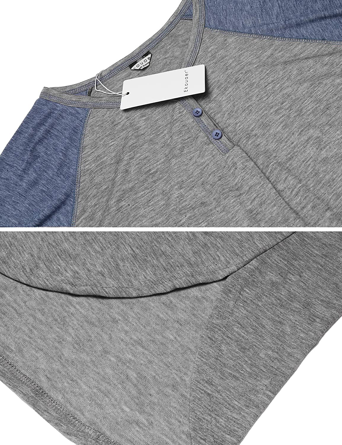 Ekouaer Sleepwear Men'S Nightshirt Short Sleeve Pajamas Comfy Big & Tall Henley Sleep Shirt M-XXXL Apparel & Accessories > Clothing > Sleepwear & Loungewear > Nightgowns Kylie Max   