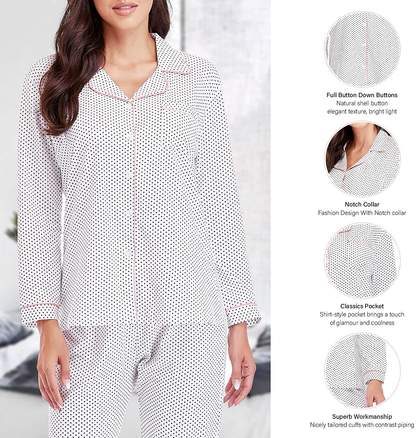 Eiggam Pajamas for Women Lounge Cotton Sleepwear Comfy Soft Long Button Down Pjs Set Pajamas Set Apparel & Accessories > Clothing > Sleepwear & Loungewear > Pajamas Eiggam   