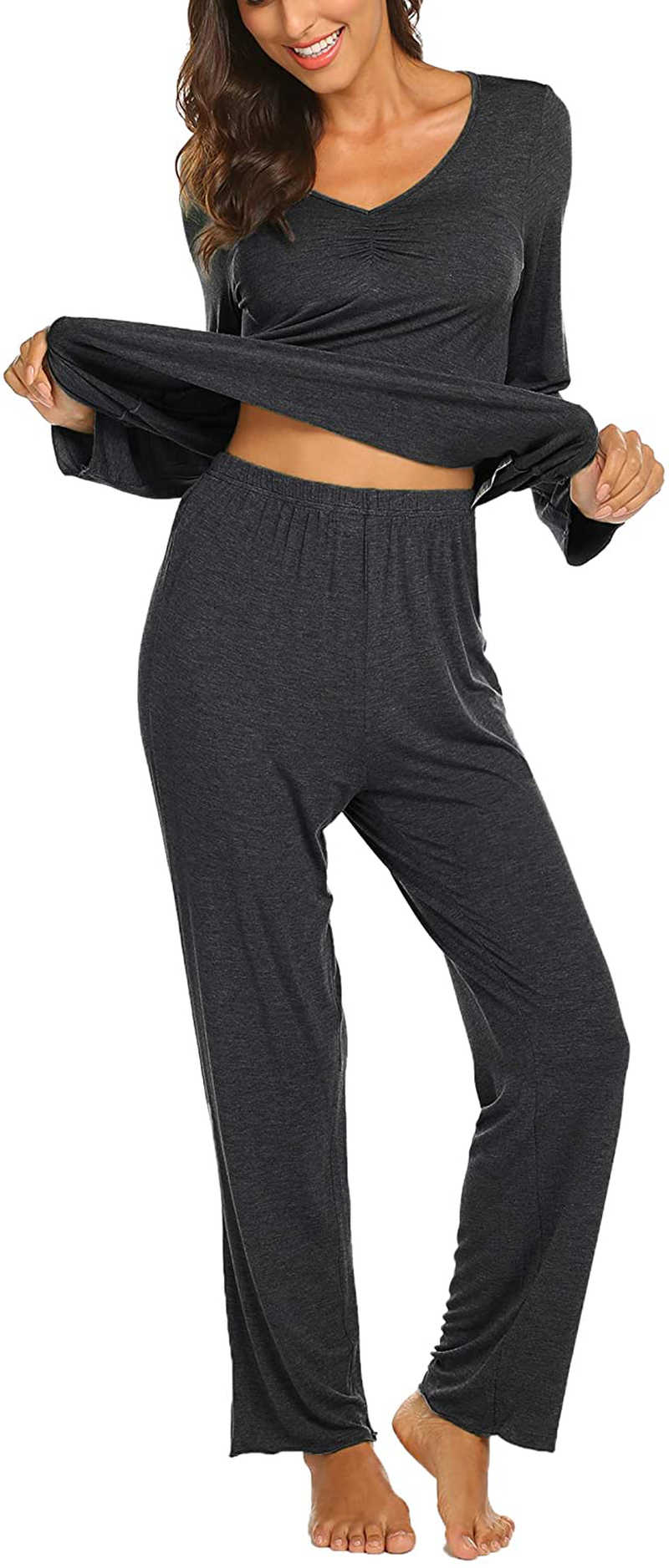 Ekouaer Women'S Pajama Set Long Sleeve Sleepwear Soft Loungewear Sets Pajamas Top and Pants Pjs S-XXL Apparel & Accessories > Clothing > Sleepwear & Loungewear Kylie Max   