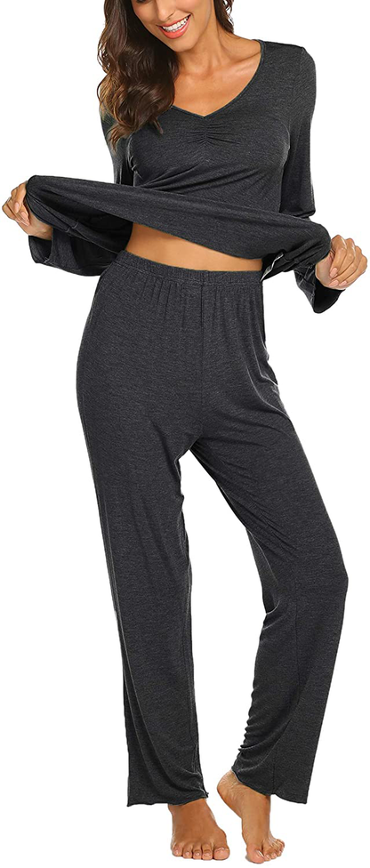 Ekouaer Women'S Pajama Set Long Sleeve Sleepwear Soft Loungewear Sets Pajamas Top and Pants Pjs S-XXL Apparel & Accessories > Clothing > Sleepwear & Loungewear Kylie Max   