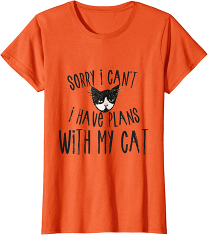 Sorry I can't I have plans with my Cat T-Shirt Arts & Entertainment > Party & Celebration > Gift Giving Caterpillar Orange Women Large