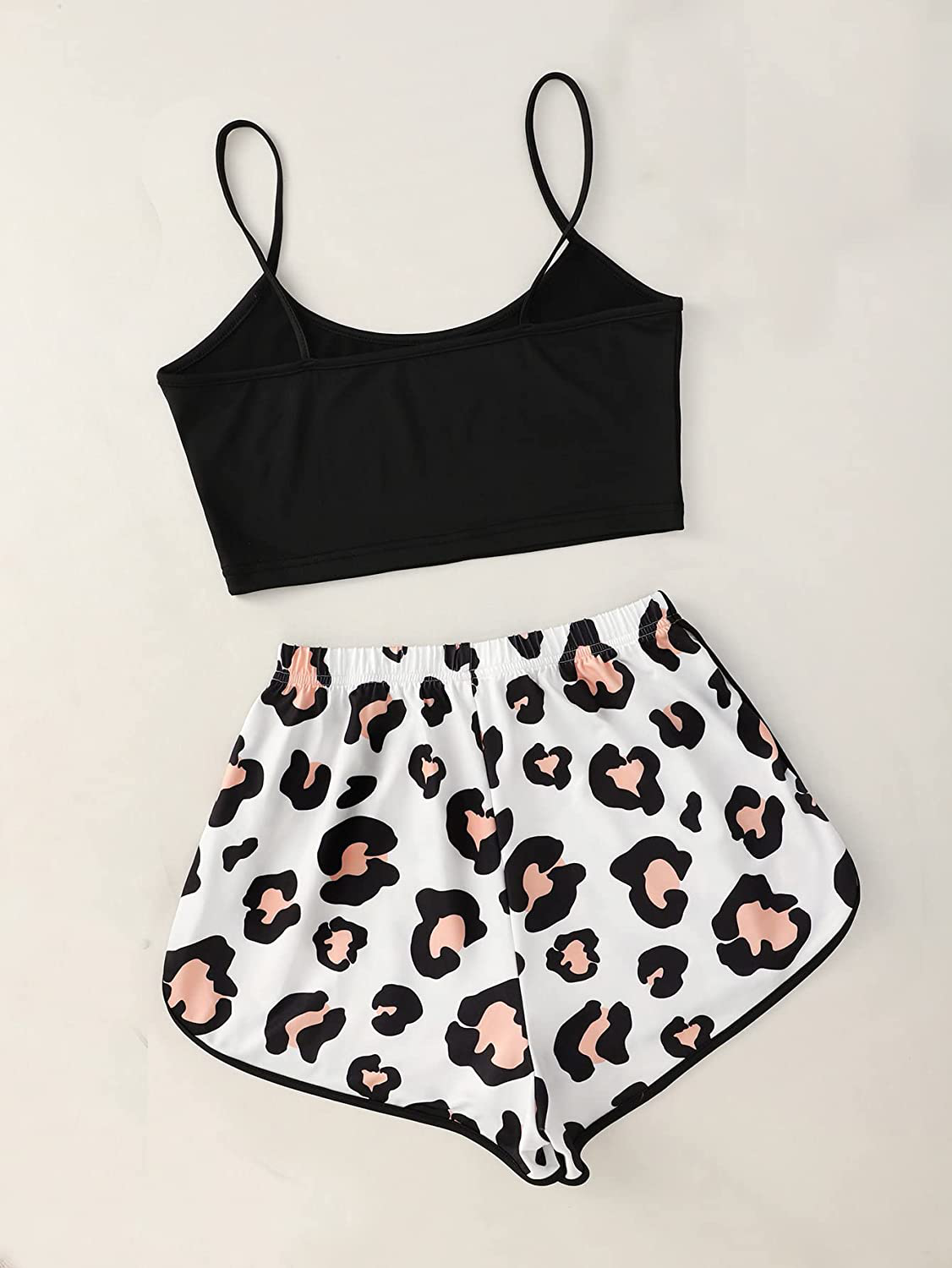 SOLY HUX Women'S Letter Leopard Print Cami Top and Shorts Cute Pajama Set Sleepwear Apparel & Accessories > Clothing > Sleepwear & Loungewear Kylie Max   