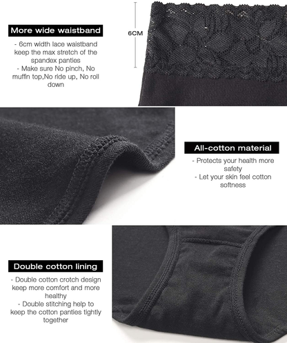 Cotton Hipster Panties for Women Lace Hiphugger Panties Bikini Underwear Pack Apparel & Accessories > Clothing > Underwear & Socks > Underwear Altheanray   