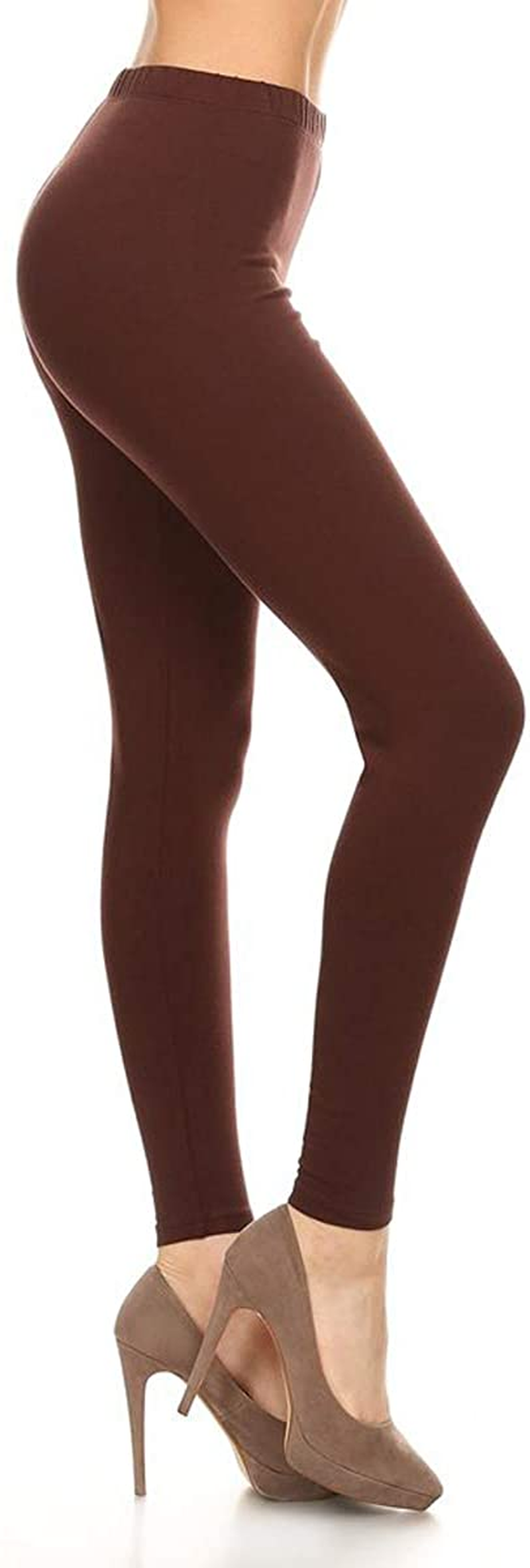 Leggings Depot Cotton Women'S Premium Quality Ultra Soft Solid Leggings Apparel & Accessories > Clothing > Underwear & Socks > Shapewear LEGGINGS DEPOT Cotton-brown Large 