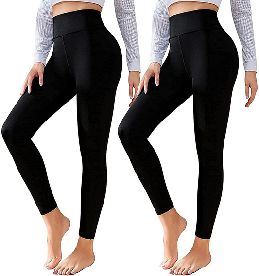 CTHH 2 Pack Leggings for Women-High Waisted Tummy Control Workout Running Black Yoga Pants Apparel & Accessories > Clothing > Activewear CTHH A-2pack(black,black) Large-X-Large 