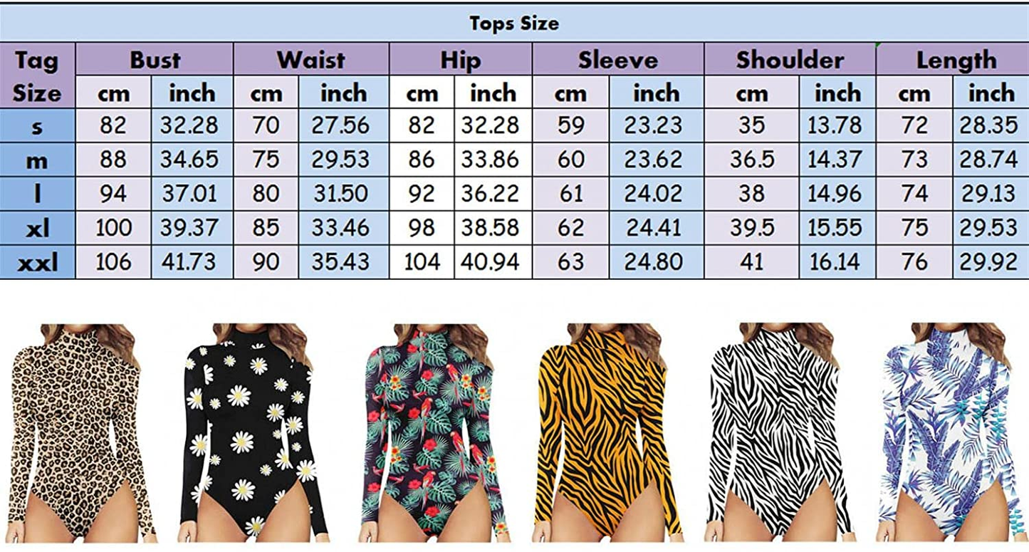 Burband Womens One Piece Playsuits Turtleneck Basic Bodysuit Sunflower High Neck Long Sleeve Slim Fit Leotard Rompers Apparel & Accessories > Clothing > Underwear & Socks > Shapewear Burband   