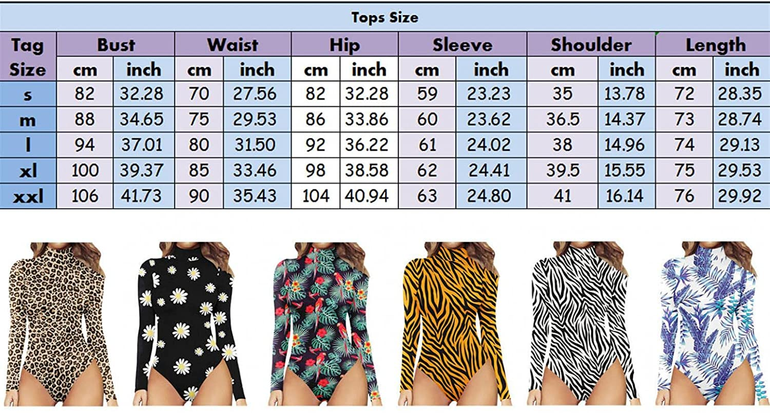 Burband Womens One Piece Playsuits Turtleneck Basic Bodysuit Sunflower High Neck Long Sleeve Slim Fit Leotard Rompers Apparel & Accessories > Clothing > Underwear & Socks > Shapewear Burband   