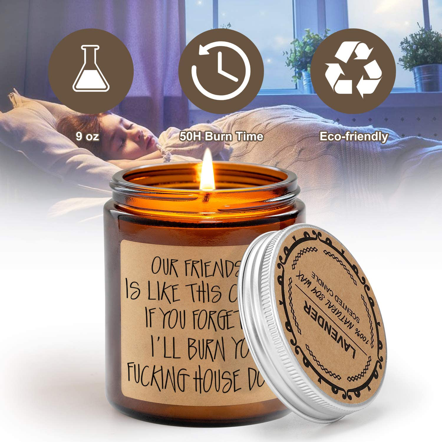 GSPY Lavender Scented Candles - Best Friend, Friendship Gifts for Women - Christmas, Birthday Gifts for Friends Female, Bestie - Going Away Gifts for Friends - Funny Friend Gifts, BFF Gifts for Women Arts & Entertainment > Party & Celebration > Gift Giving GSPY   