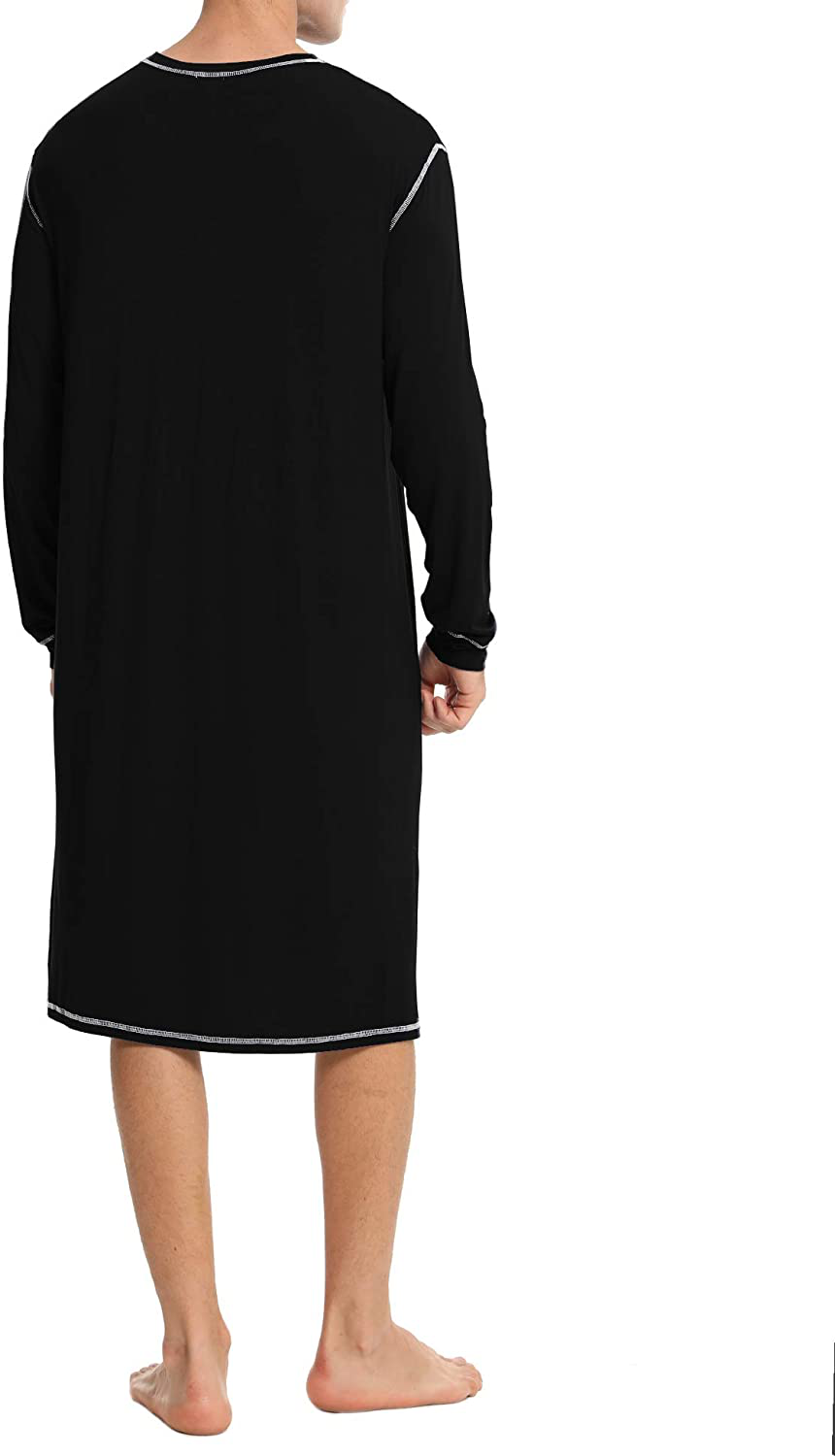 SWOMOG Men'S Nightshirt Long Sleeve Crewneck Modal Nightgown Loose Comfy Sleep Shirt Apparel & Accessories > Clothing > Sleepwear & Loungewear > Nightgowns Kylie Max   