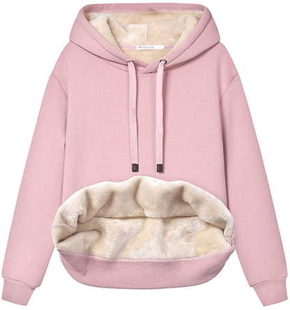 Haellun Womens Casual Winter Warm Fleece Sherpa Lined Pullover Hooded Sweatshirt Apparel & Accessories > Clothing > Activewear Kylie Max   