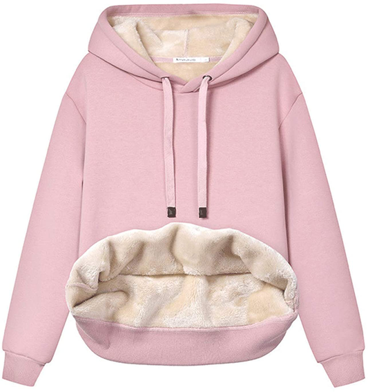Haellun Womens Casual Winter Warm Fleece Sherpa Lined Pullover Hooded Sweatshirt Apparel & Accessories > Clothing > Activewear Kylie Max   