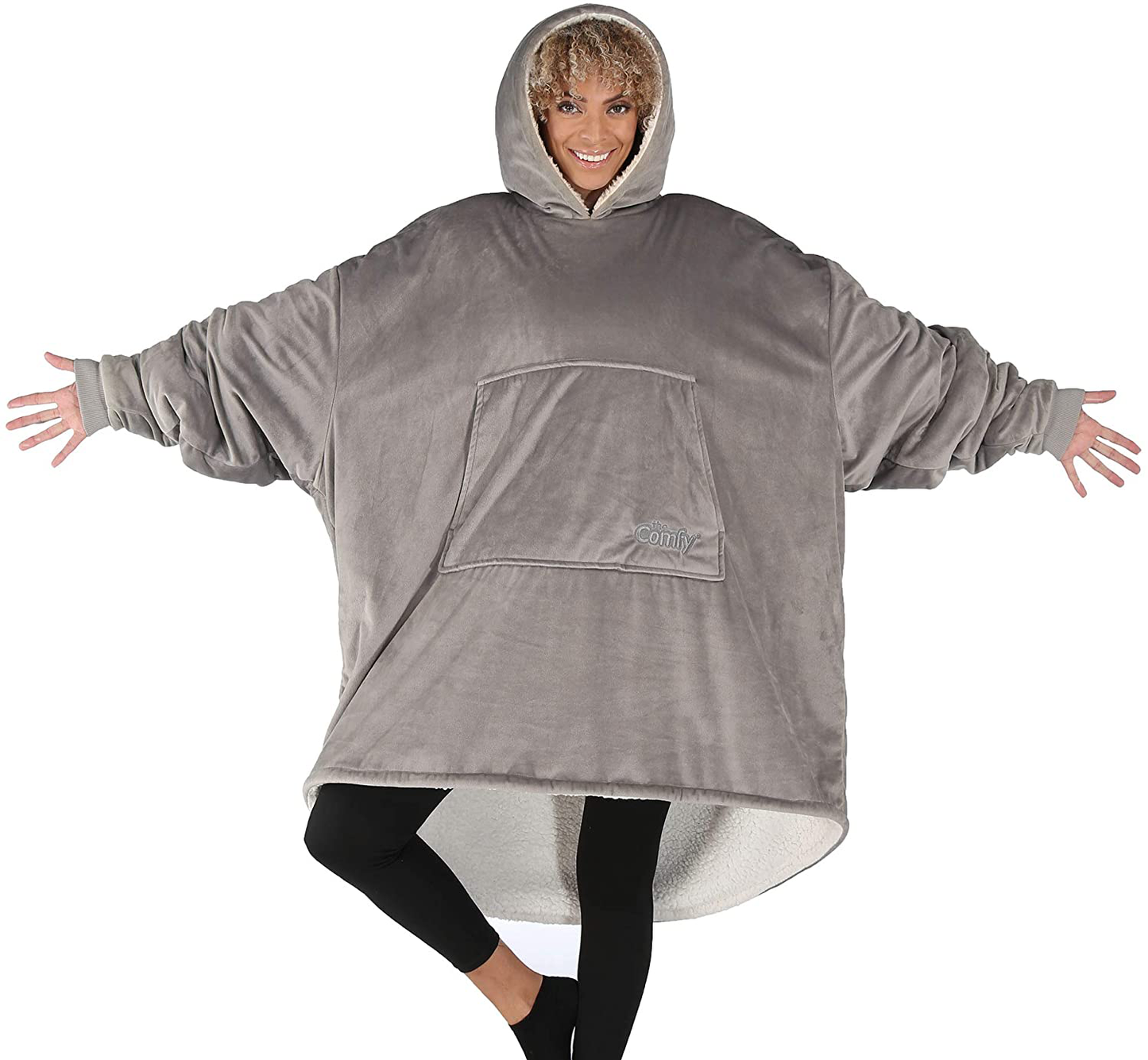 THE COMFY Original| Oversized Microfiber & Sherpa Wearable Blanket, Seen On Shark Tank, One Size Fits All Arts & Entertainment > Party & Celebration > Gift Giving The Comfy Gray Adult 