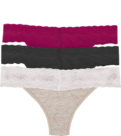Natori Women'S Bliss Perfection One Size Thong Apparel & Accessories > Clothing > Underwear & Socks > Underwear Natori Bright Berry/Black/Heather Marble One Size 