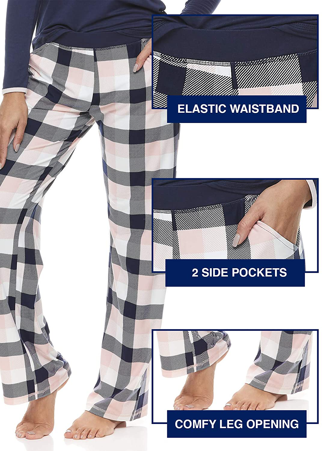 U.S. Polo Assn. Womens Casual Long Sleeve Shirt and Pajama Pants Sleep Sleepwear Set Apparel & Accessories > Clothing > Sleepwear & Loungewear > Pajamas Kylie Max   