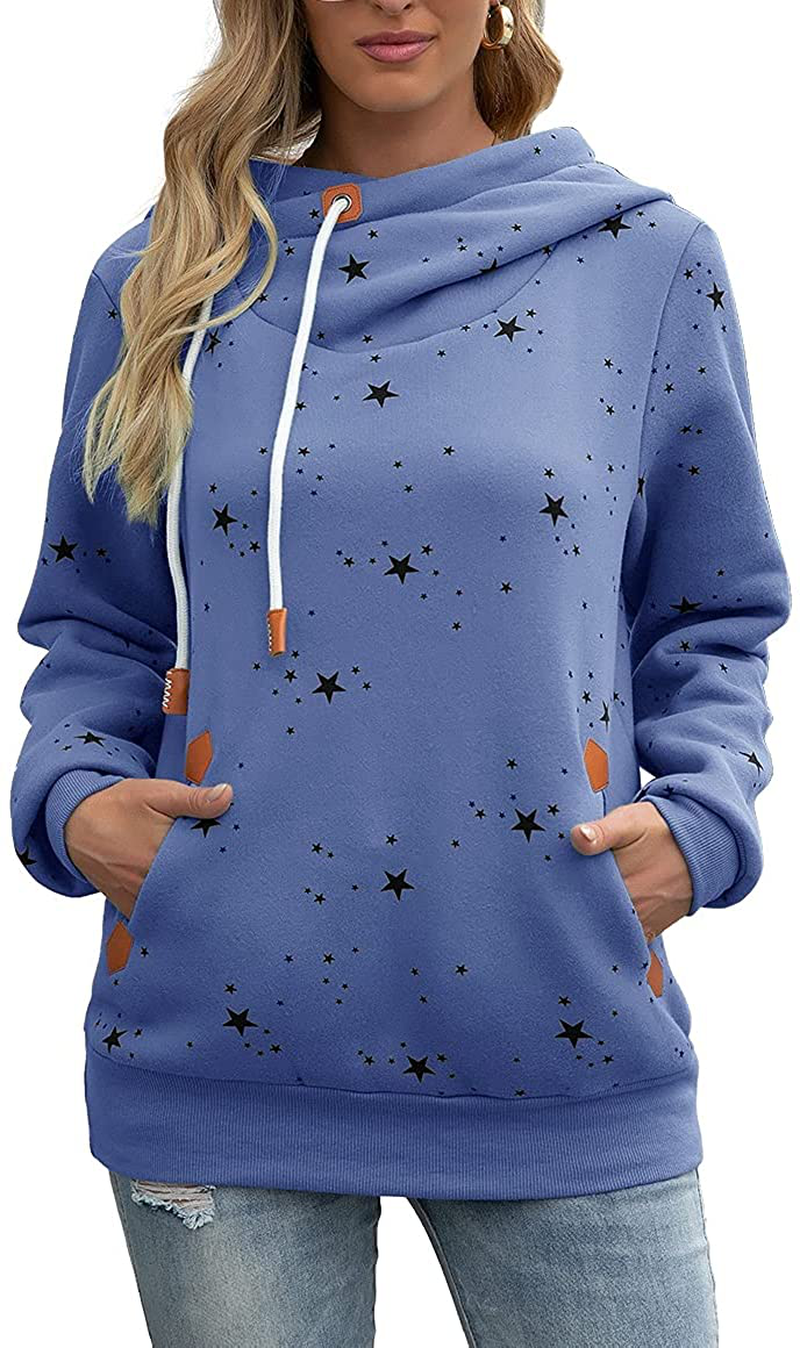 Kapoohott Womens Hoodies Long Sleeve High Necked Printed Hoodies Casual Comply Pullover Sweatshirts with Pockets Apparel & Accessories > Clothing > Activewear Kylie Max   