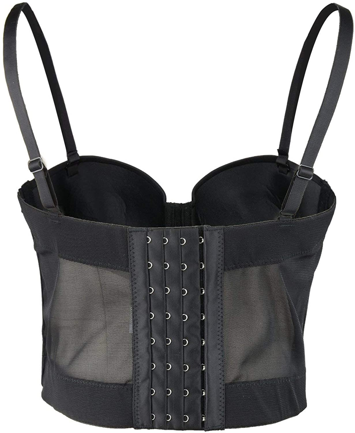 ELLACCI Women'S Mesh Bustier Crop Top Push up Corset Tops Bra Black Apparel & Accessories > Clothing > Underwear & Socks > Lingerie ELLACCI   