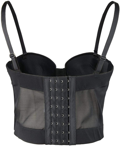 ELLACCI Women'S Mesh Bustier Crop Top Push up Corset Tops Bra Black Apparel & Accessories > Clothing > Underwear & Socks > Lingerie ELLACCI   