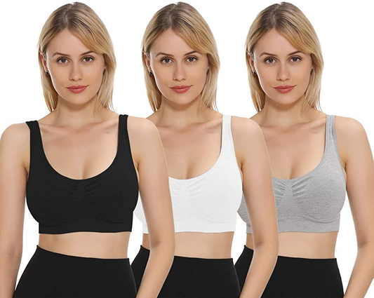JOJOANS 1/3 Pack Sports Bras for Women - Seamless Workout Yoga Bra Stretchy Comfort Sleep Bra with Removable Pads Apparel & Accessories > Clothing > Underwear & Socks > Bras Kylie Max   