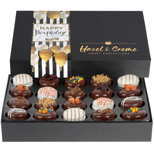Hazel & Creme Birthday Food Gift Baskets - Happy Birthday Cookies - Chocolate Covered Cookies - Gourmet Food Gifts (Extra Large Gift Box) Arts & Entertainment > Party & Celebration > Gift Giving Hazel & Creme Extra Large Gift Box  