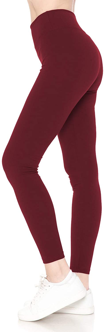 Leggings Depot Cotton Women'S Premium Quality Ultra Soft Solid Leggings Apparel & Accessories > Clothing > Underwear & Socks > Shapewear LEGGINGS DEPOT Cotton-yoga Burgundy 2X 