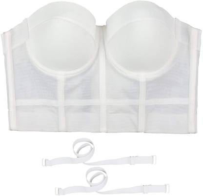 ELLACCI Women'S White Mesh Bustier Crop Top Push up Corset Top Bralet with Detachable Strap Apparel & Accessories > Clothing > Underwear & Socks > Lingerie ELLACCI   