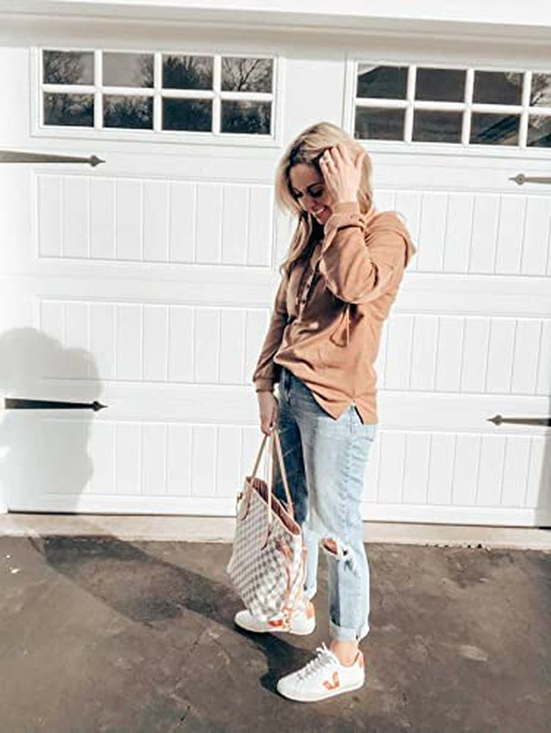 REVETRO Womens V Neck Long Sleeve Henley Shirts Button down Sweatshirts Hoodies Tunic Tops with Drawstring Apparel & Accessories > Clothing > Activewear Kylie Max   