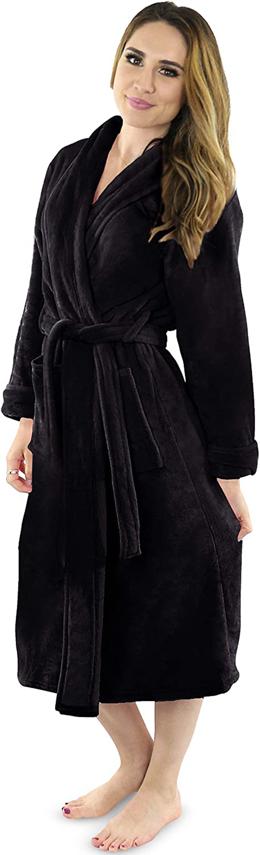 NY Threads Womens Fleece Bathrobe - Shawl Collar Soft Plush Spa Robe Apparel & Accessories > Clothing > Sleepwear & Loungewear > Robes Kylie Max   