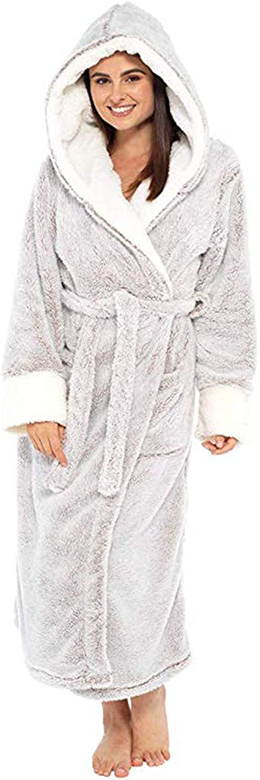 Hemlock Women Winter Fleece Robe Hooded Robes Soft Plush Kimono Bathrobe plus Size Robe Night Gown Home Clothes Apparel & Accessories > Clothing > Sleepwear & Loungewear > Robes Kylie Max   