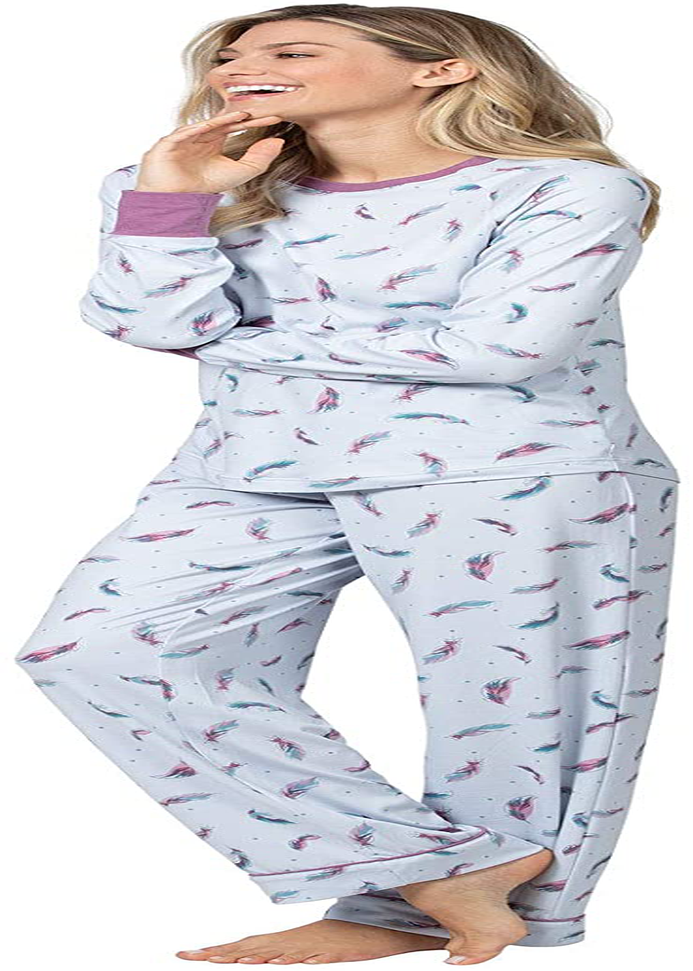 PajamaGram Womens PJs Sets Cozy - Ultra Soft Women Pajamas Apparel & Accessories > Clothing > Sleepwear & Loungewear > Pajamas PajamaGram Blue X-Large 