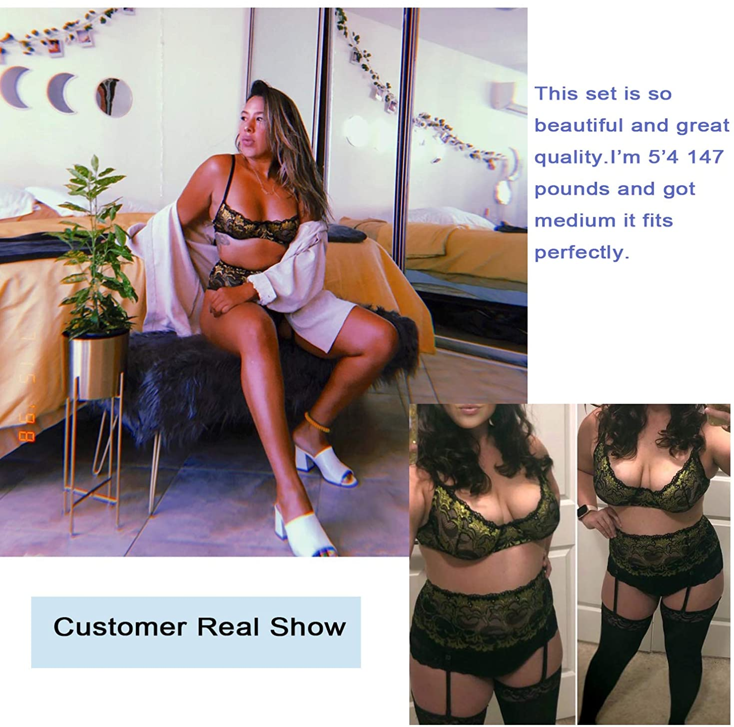 Avidlove Women Lingerie Set High Waisted Underwire Lingerie with Garter Belt Lace Babydoll Apparel & Accessories > Clothing > Underwear & Socks > Lingerie Avidlove   