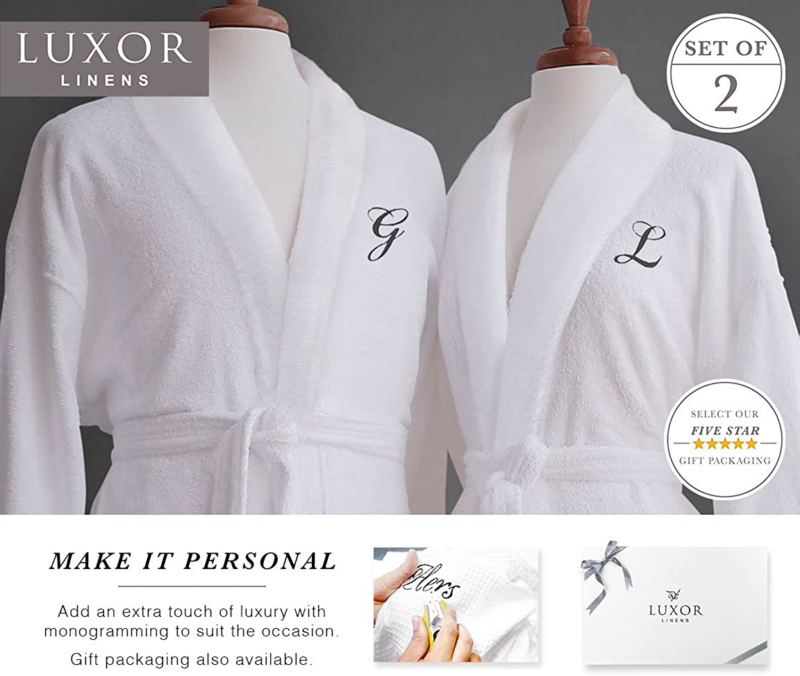 Luxor Linens Couple'S Terry Cloth Bathrobe Egyptian Cotton Unisex Luxurious Soft Plush Elegant San Marco Apparel & Accessories > Clothing > Sleepwear & Loungewear > Robes Kylie Max   