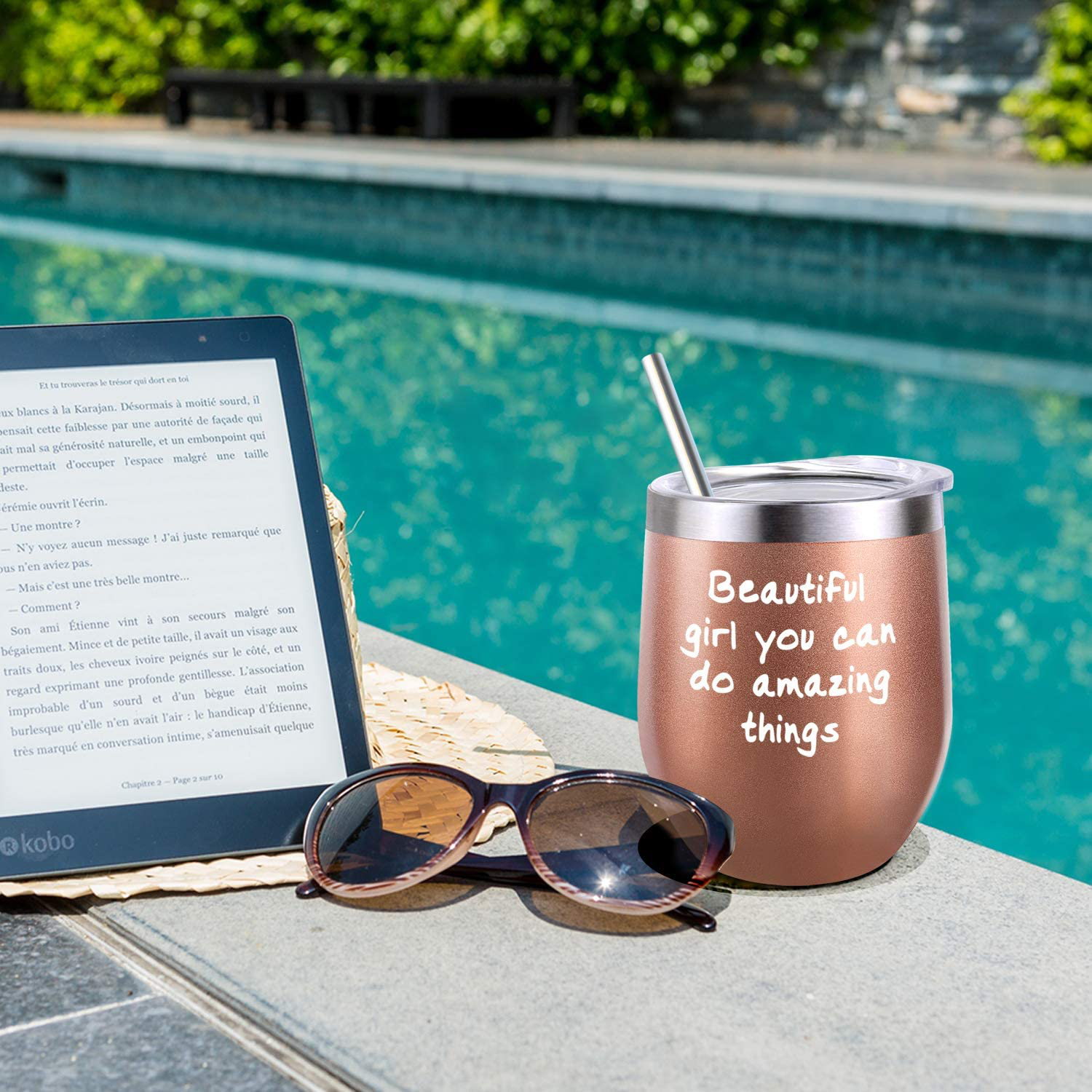 Inspirational Gifts, Inspirational Gift for Girl, Inspirational gift for Women, Beautiful Girl You Can Do Amazing Things Birthday Wine Gifts Ideas for Women Girl, 12oz Insulated Wine Tumbler with Lid Arts & Entertainment > Party & Celebration > Gift Giving ShangTianFeng   