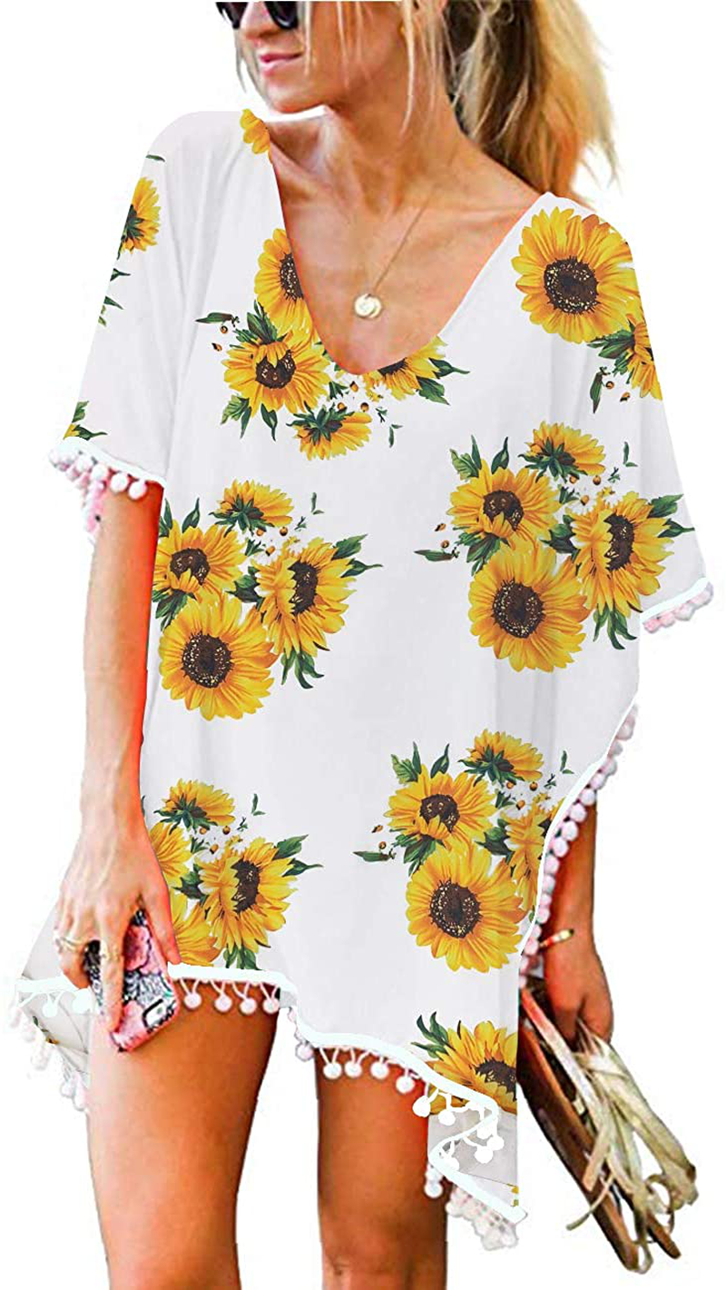 CPOKRTWSO Women’S Crochet Chiffon Tassel Swimsuit Beach Bikini Cover Ups for Swimwear Apparel & Accessories > Clothing > Swimwear Kylie Max   