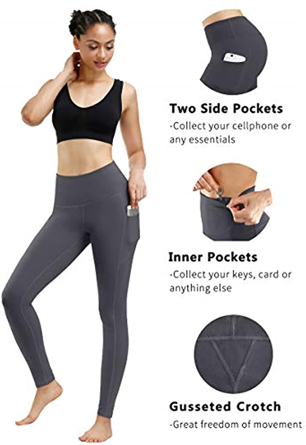 Fengbay 2 Pack High Waist Yoga Pants, Pocket Yoga Pants Tummy Control Workout Running 4 Way Stretch Yoga Leggings Apparel & Accessories > Clothing > Activewear KYLIE MAX   