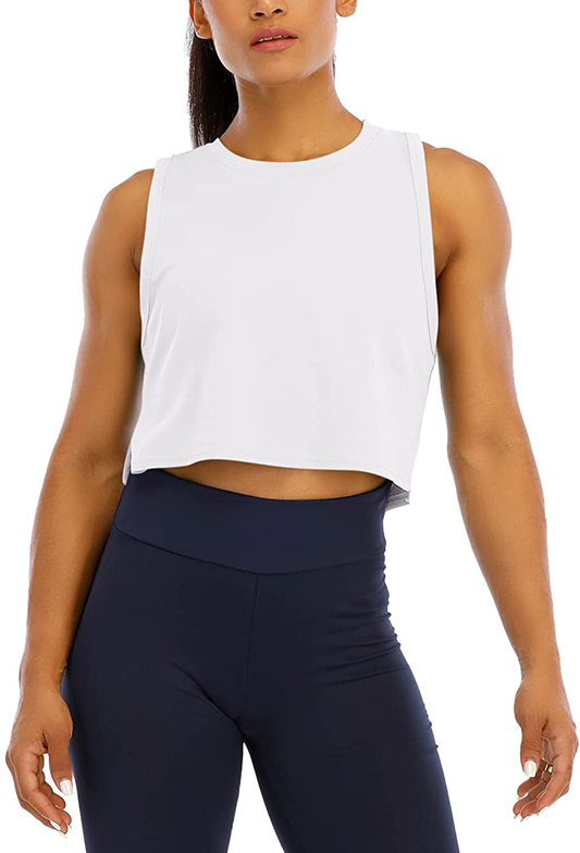HIOINIEIY Womens Crop Tops Workout Tops Loose Sleeveless Cropped Muscle Open Side Shirts Gym Exercise Yoga Shirts Apparel & Accessories > Clothing > Activewear Kylie Max   
