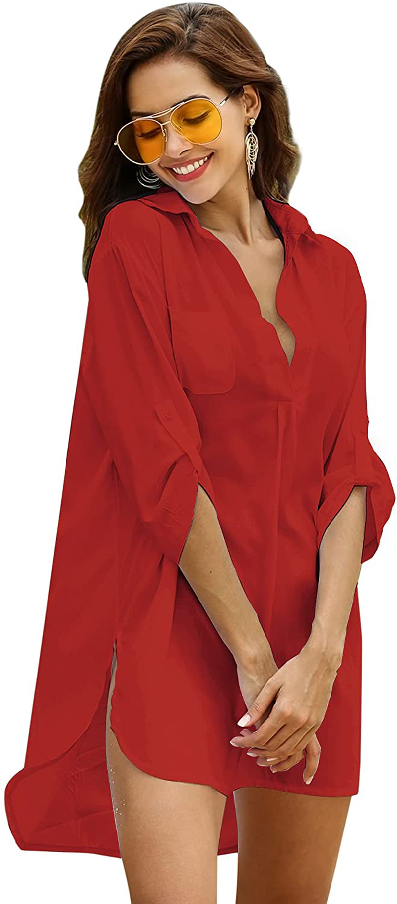 Ekouaer Women'S Swimsuit Beach Cover up Shirt Bikini Beachwear Bathing Suit Beach Dress Apparel & Accessories > Clothing > Swimwear Kylie Max   