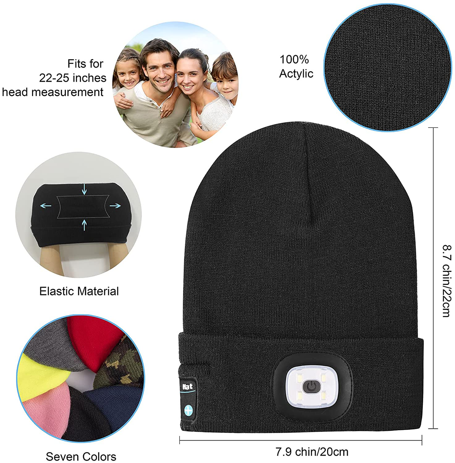 Keains Unisex Bluetooth Beanie Hat with Light, Upgraded Musical Knitted Cap with Headphone and Built-in Stereo Speakers & Mic, LED Hat for Running Hiking,Christmas Gifts for Men Women Dad Arts & Entertainment > Party & Celebration > Gift Giving Keains   