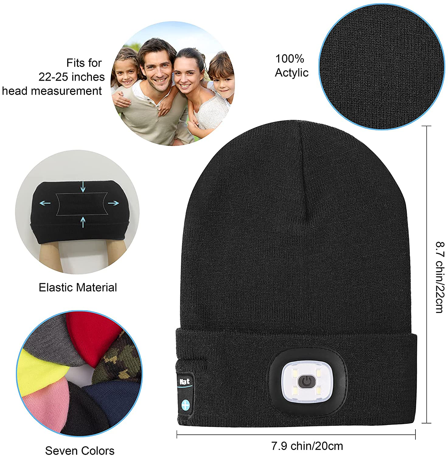 Keains Unisex Bluetooth Beanie Hat with Light, Upgraded Musical Knitted Cap with Headphone and Built-in Stereo Speakers & Mic, LED Hat for Running Hiking,Christmas Gifts for Men Women Dad Arts & Entertainment > Party & Celebration > Gift Giving Keains   