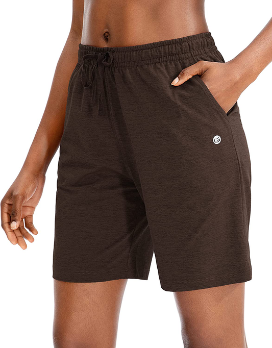 G Gradual Women'S Bermuda Shorts Jersey Shorts with Deep Pockets 7" Long Shorts for Women Lounge Walking Athletic Apparel & Accessories > Clothing > Shorts Kylie Max   