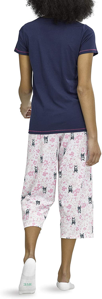 Hue Printed Knit Short Sleeve Tee and Capri 2 Piece Pajama Set Sleepwear Apparel & Accessories > Clothing > Sleepwear & Loungewear > Pajamas Kylie Max   