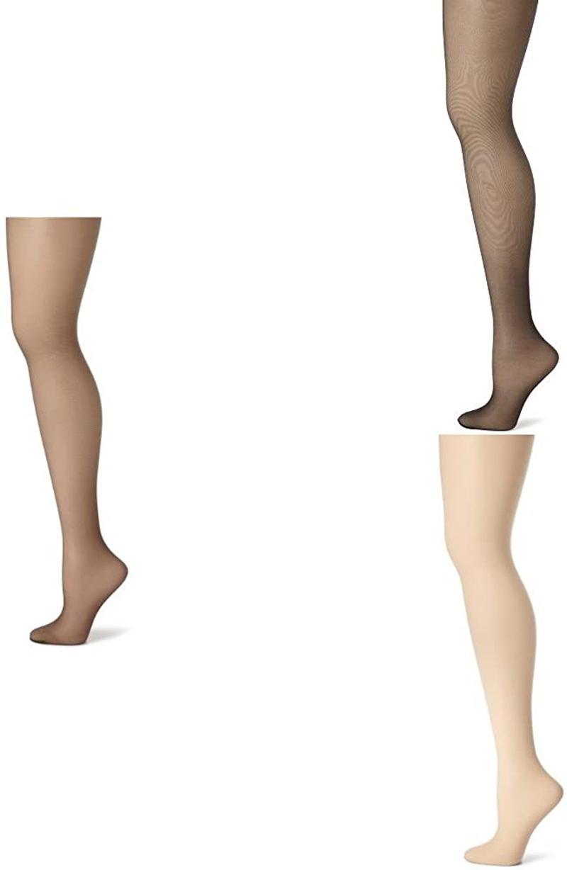 Hanes Women'S Control Top Sheer Toe Silk Reflections Panty Hose Apparel & Accessories > Clothing > Underwear & Socks > Shapewear Hanes Barely Black/Jet/Travel Buff 3 E-F