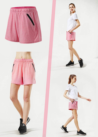 Liberty Imports 5 Pack Women'S 5" Quick Dry Yoga Training Shorts with Zipper Pockets Apparel & Accessories > Clothing > Shorts Kylie Max   