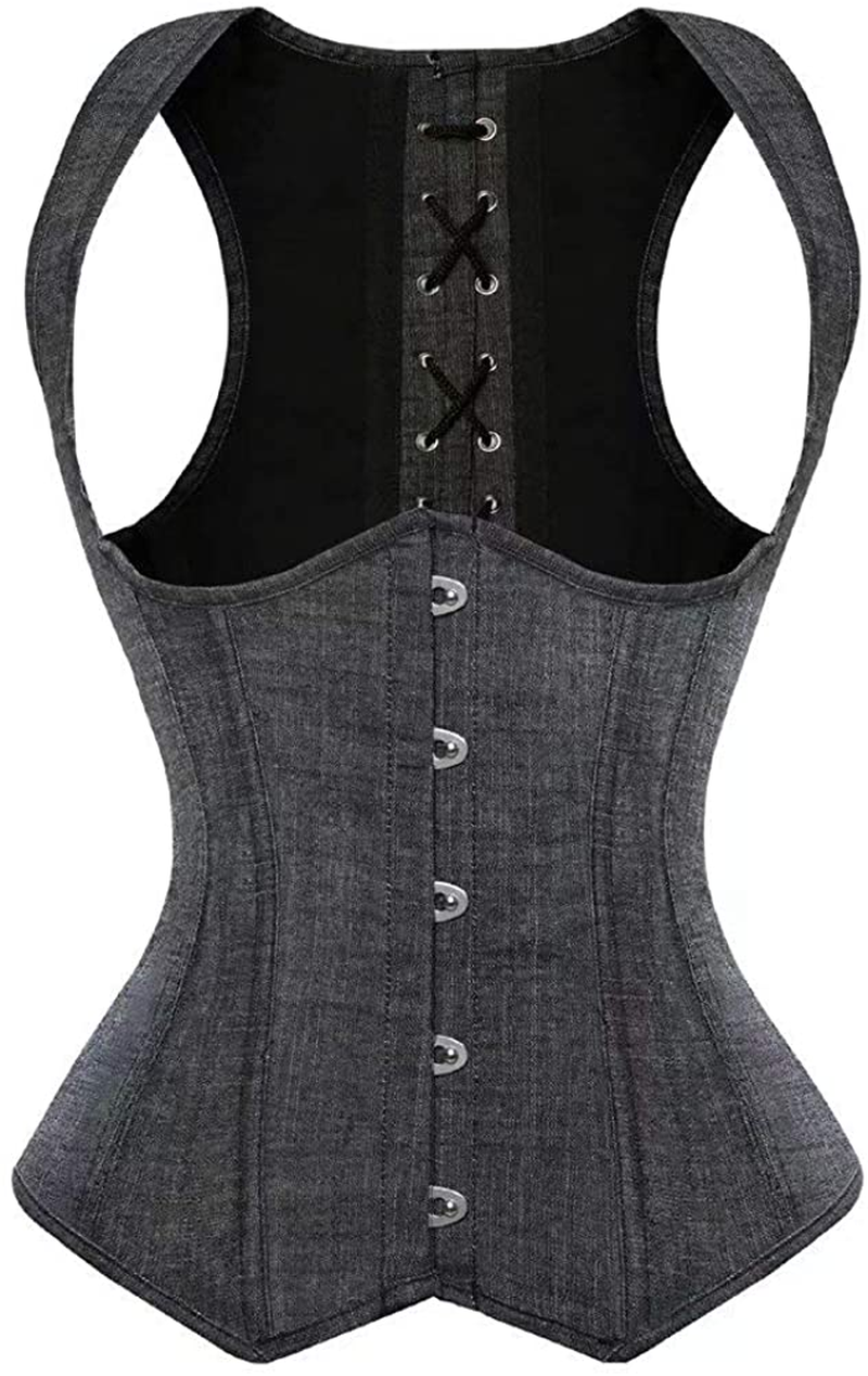 Corset Top Bustier Women'S Overbust Satin Floral Lace up Trim plus Size Bodyshaper Apparel & Accessories > Clothing > Underwear & Socks > Lingerie jutrisujo   