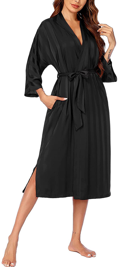 Ekouaer Silk Robes for Women Long Kimono Bridesmaid Dressing Gown V-Neck Satin Bathrobes Apparel & Accessories > Clothing > Sleepwear & Loungewear > Robes Ekouaer   