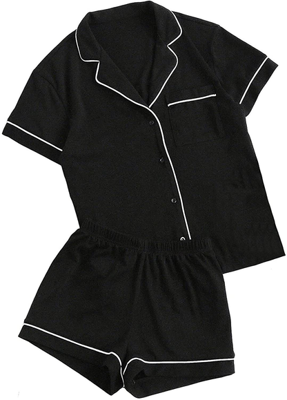 Floerns Women's Notch Collar Short Sleeve Sleepwear Two Piece Pajama Set Apparel & Accessories > Clothing > Sleepwear & Loungewear > Pajamas Floerns   