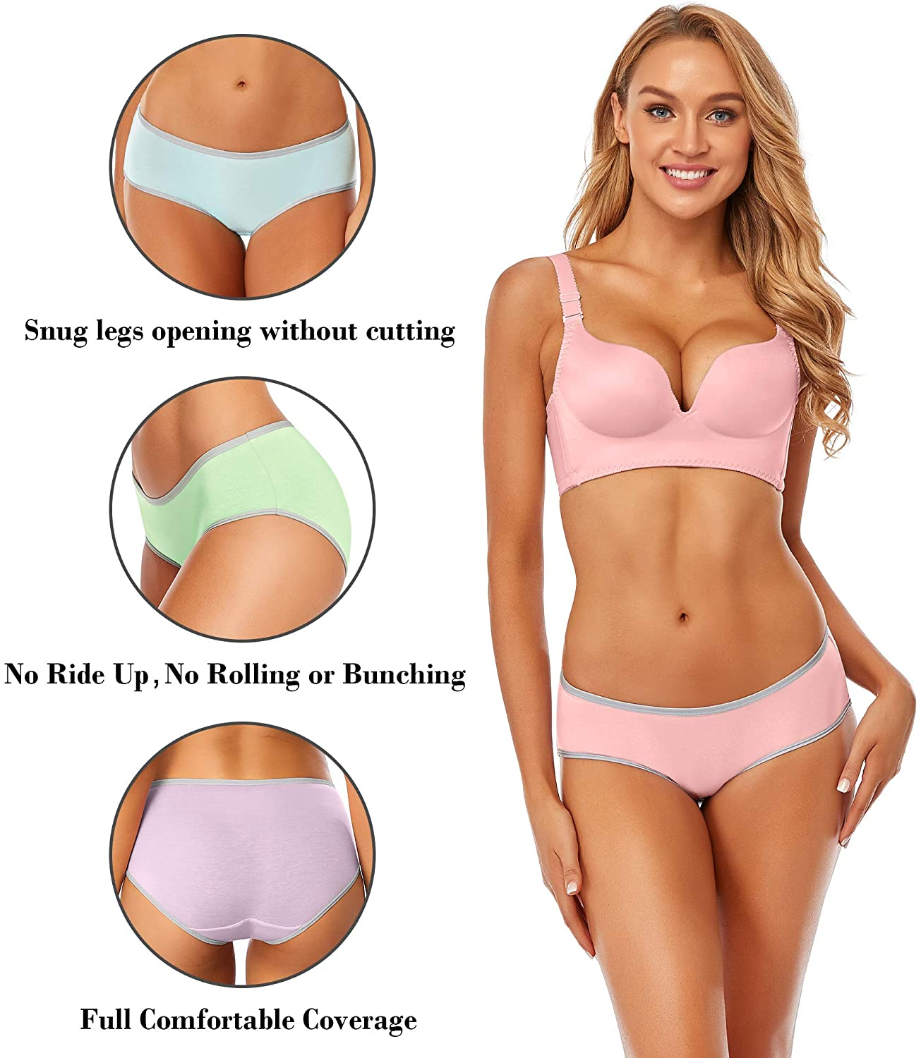 Cotton Full Coverage Underwear Womens Panties No Ride up Hipster Soft Breathable Stretch Bikini Ladies Briefs 6 Pack Apparel & Accessories > Clothing > Underwear & Socks > Underwear DUKAWA   