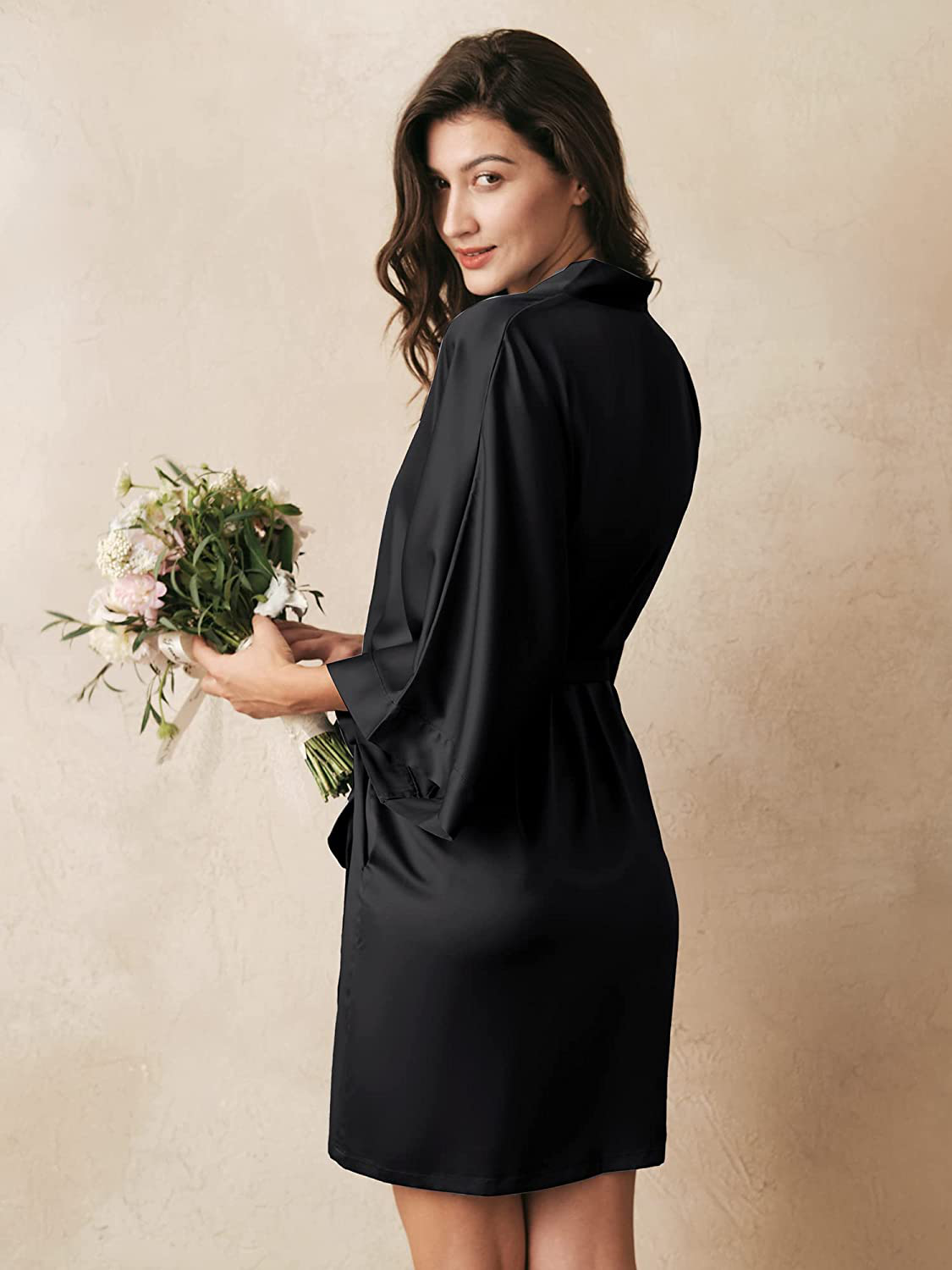 AW BRIDAL Women'S Silk Robe Satin Kimono Robe for Bride Bridesmaids Short Bridal Party Robes Wedding Loungewear XS-XXL Apparel & Accessories > Clothing > Sleepwear & Loungewear > Robes AW BRIDAL   